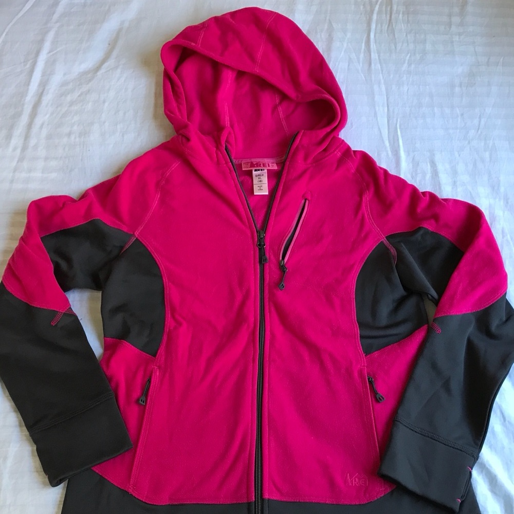 Girls size 18 REI lightweight jacket hoodie EUC